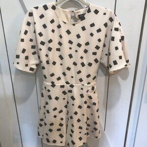 The fifth label cream black open back romper small pinup printed pleated